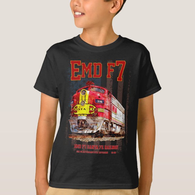 EMD F7 Santa Fe Warbonnet with American Flag. T Shirt (Framsida)