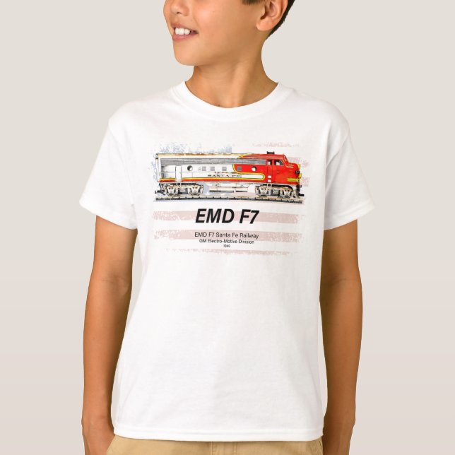 EMD F7 Santa Fe Warbonnet with American Flag. T Shirt (Framsida)