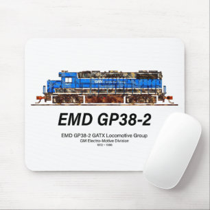 EMD GP38-2 Diesel Locomotive GATX blå och vit Musmatta