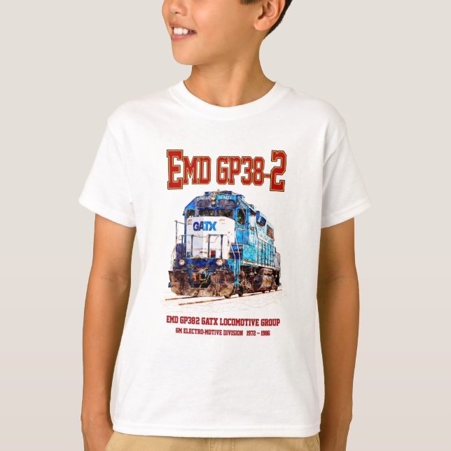 EMD GP38-2 Diesel Locomotive GATX blå och vit T Shirt (Framsida)