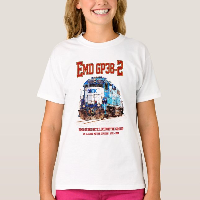 EMD GP38-2 Diesel Locomotive GATX blå och vit T Shirt (Framsida)