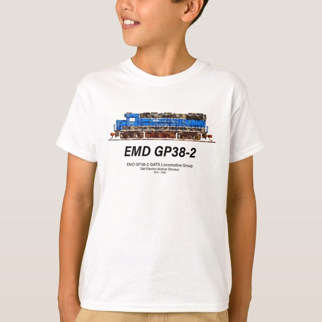 EMD GP38-2 Diesel Locomotive GATX blå och vit T Shirt (Framsida)