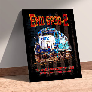 EMD GP38-2 Diesel Locomotive och American flagga Fototryck