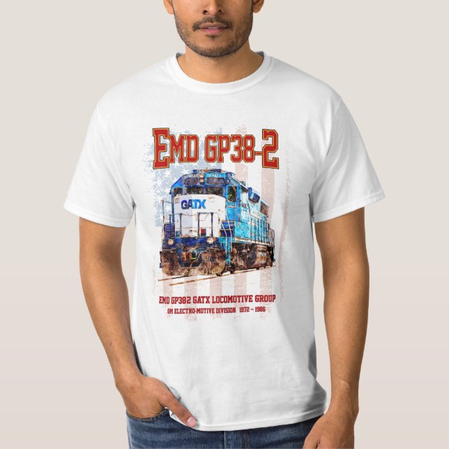 EMD GP38-2 Diesel Locomotive och American flagga T Shirt (Framsida)