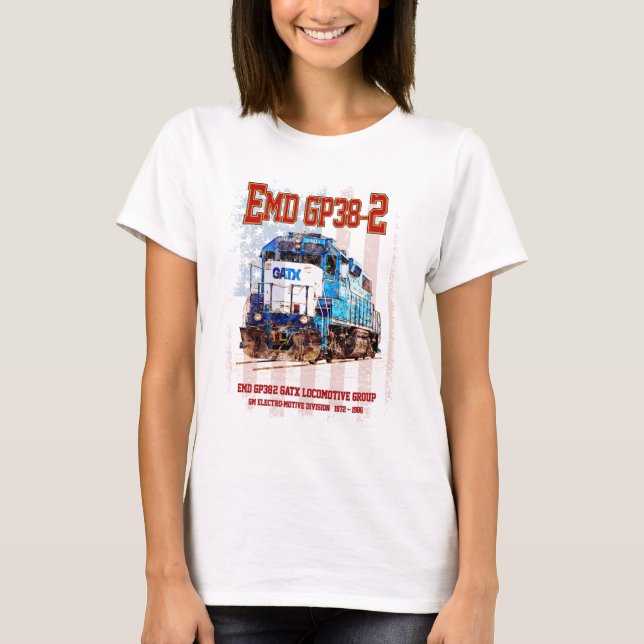 EMD GP38-2 Diesel Locomotive och American flagga T Shirt (Framsida)