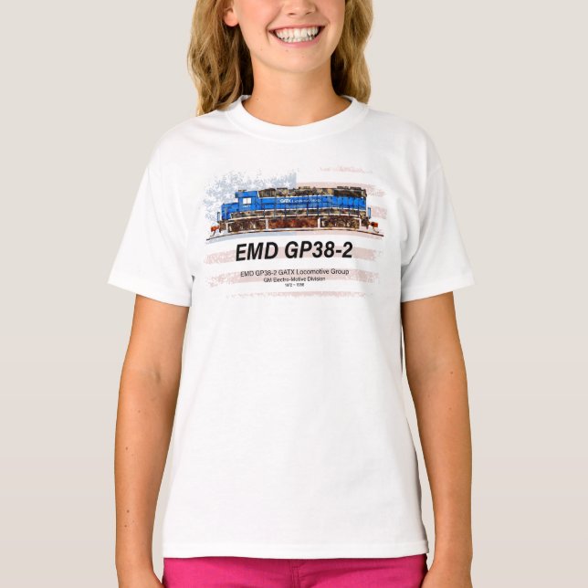 EMD GP38-2 Diesel Locomotive och American flagga T Shirt (Framsida)