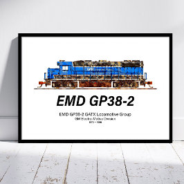 EMD GP38-2 Diesellok GATX blå och vit Poster