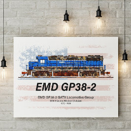 EMD GP38-2 diesellok och amerikansk flagga Poster