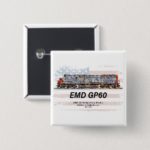 EMD GP60 Diesel Locomotive och American flagga Knapp