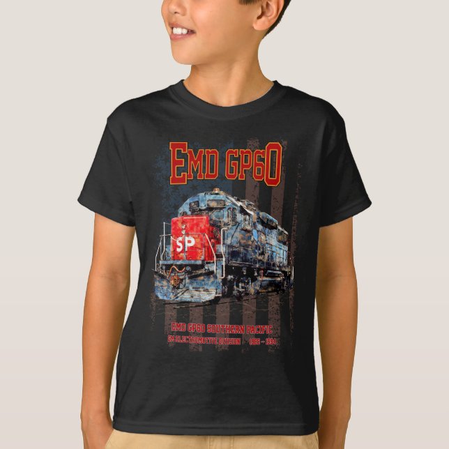 EMD GP60 Diesel Locomotive och American flagga T Shirt (Framsida)