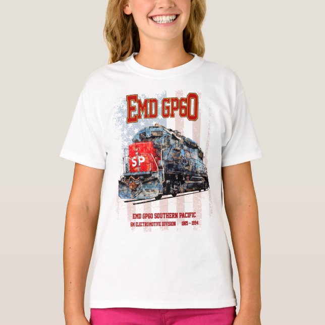 EMD GP60 Diesel Locomotive och American flagga T Shirt (Framsida)