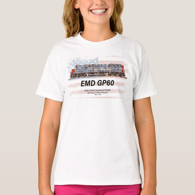 EMD GP60 Diesel Locomotive och American flagga T Shirt (Framsida)