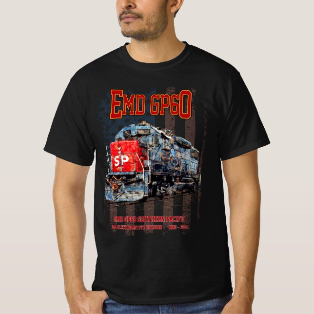 EMD GP60 Diesel Locomotive och American flagga T Shirt (Framsida)