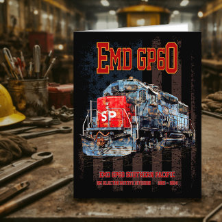 EMD GP60 Diesel Locomotive och American flagga Tack Kort