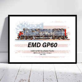 EMD GP60 diesel lokomotiv och amerikansk flagga Poster