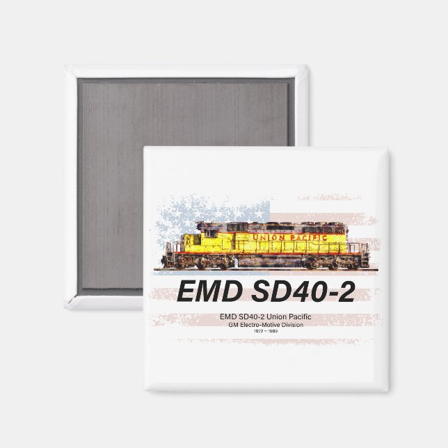 EMD SD40-2 Diesellok. Amerikansk flagga Magnet (Front/Back)