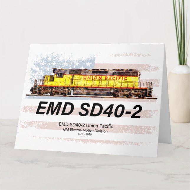 EMD SD40-2 Diesellok. Amerikansk flagga Tack Kort (Framsida)