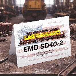 EMD SD40-2 Diesellok. Amerikansk flagga Tack Kort