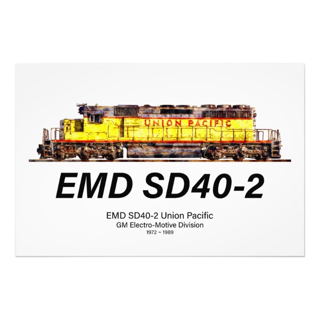 EMD SD40-2 Diesellok. Unionen Stillahavsområdet Fototryck (Framsidan)