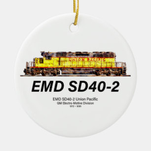 EMD SD40-2 Diesellok. Unionen Stillahavsområdet Julgransprydnad Keramik