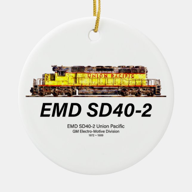 EMD SD40-2 Diesellok. Unionen Stillahavsområdet Julgransprydnad Keramik (Framsidan)