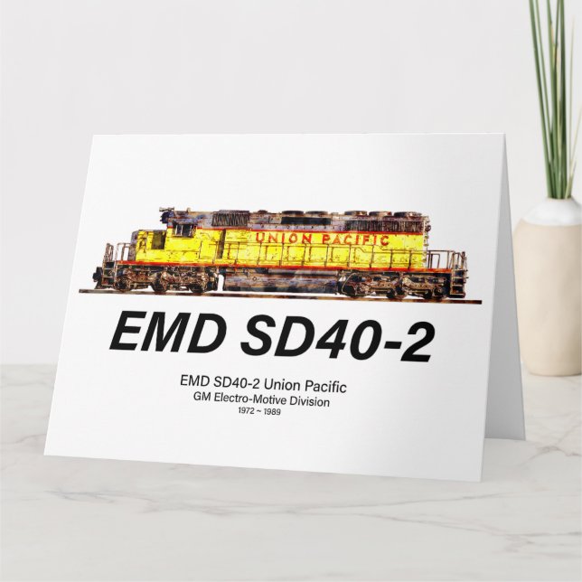 EMD SD40-2 Diesellok. Unionen Stillahavsområdet Tack Kort (Framsida)