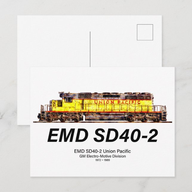 EMD SD40-2 Diesellok. Unionen Stillahavsområdet Vykort (Fram/baksida)