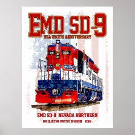 EMD SD-9 Locomotive USA 250th Anniversary Livery Poster