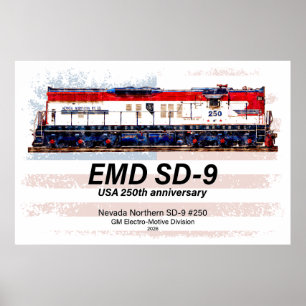 EMD SD-9 Lokomotiv USA:s 250-årsjubileumsfärg Poster