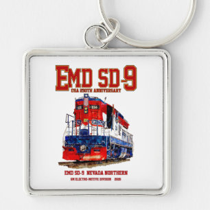 EMD SD-9 USA 250-årsjubileum Heritage Lok Fyrkantig Silverfärgad Nyckelring
