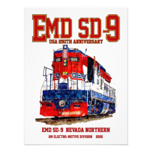 EMD SD-9 USA 250-årsjubileum Heritage Lokomotiv Fototryck