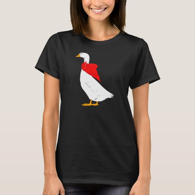 Emden gås med röd rosett scarf t-shirt (Framsida)