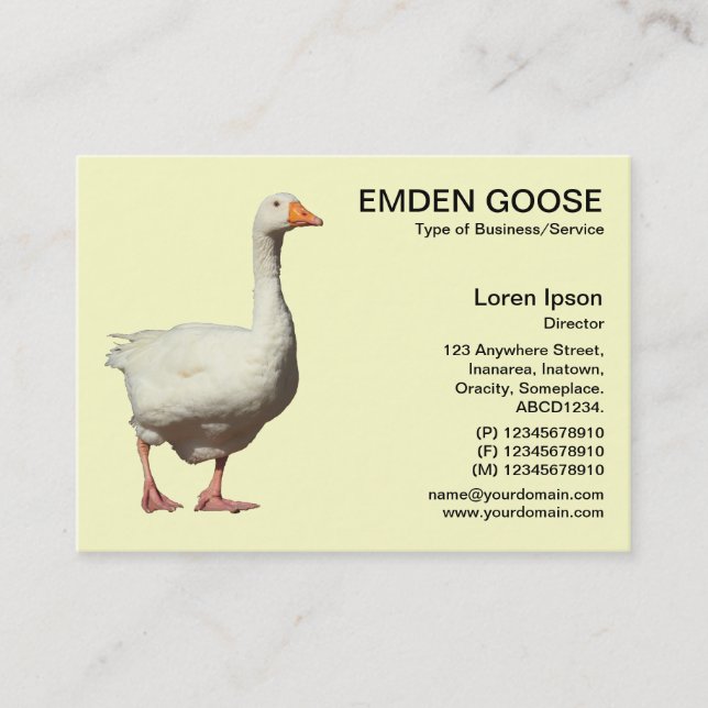 Emden Goose - Blek Gult Visitkort (Framsida)