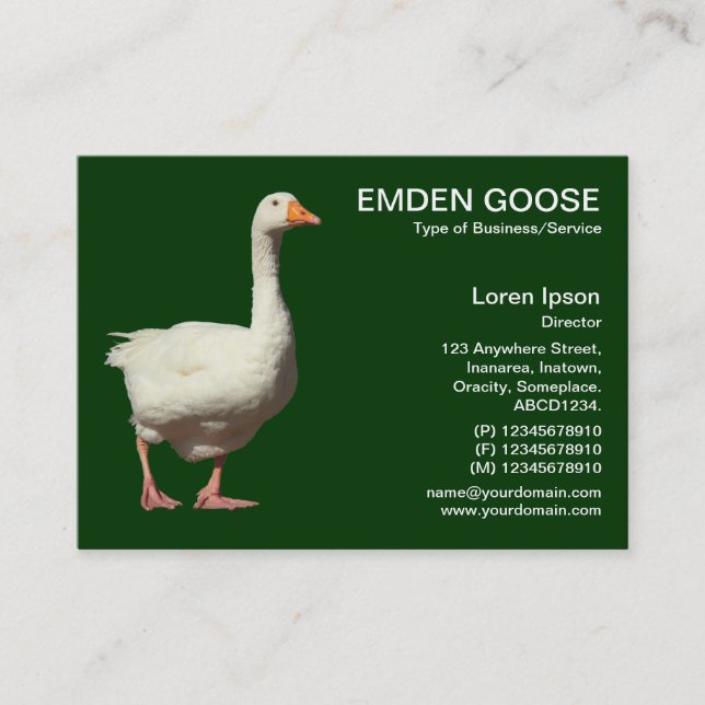 Emden Goose - Mörk Forest |Grönt Visitkort (Framsida)