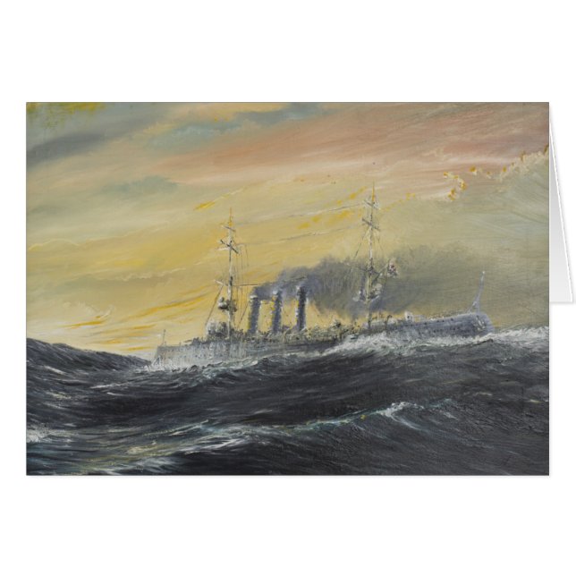 Emden rider vågarIndiska oceanen 1914 2011 Hälsningskort (Framsidan Horizontal)