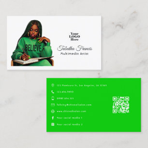 Emdriven Afro Black Woman Chef Art Visitkort