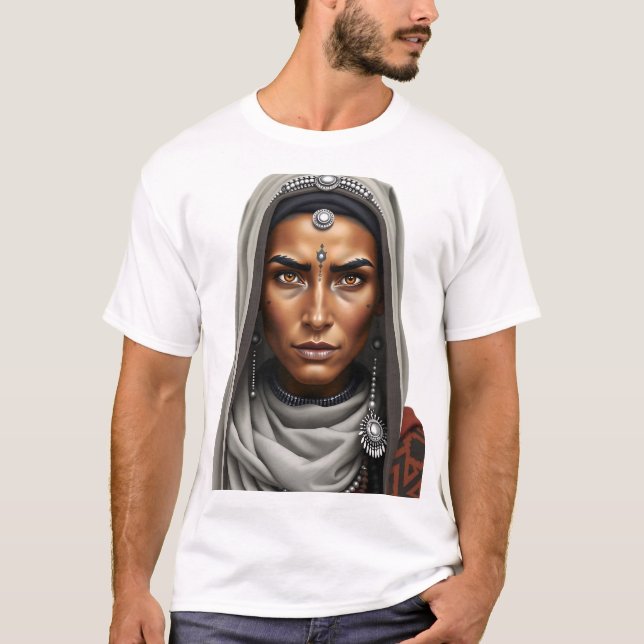 Emdriven Berber Tribal Woman Ansikte T Shirt (Framsida)