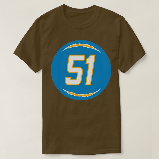 Emeke Egbule nummer 51 Jersey Los Angeles Chargers T Shirt (Design framsida)