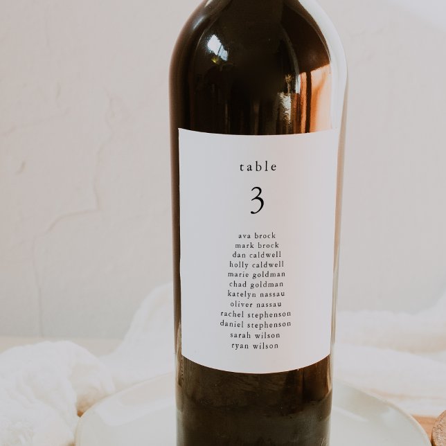 EMELIA 4 x 5,5-tums etiketter för sätesdiagram Brö (EMELIA 4 x 5.5" Seating Chart Wedding Wine Labels)