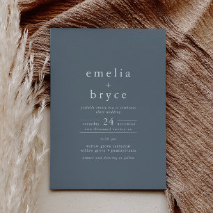 EMELIA Avslappnad Winter Vintage Dusty Blue Bröllo Inbjudningar