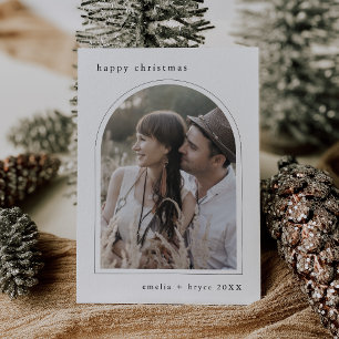 EMELIA Black Cute Family Photo Lycklig jul Julkort