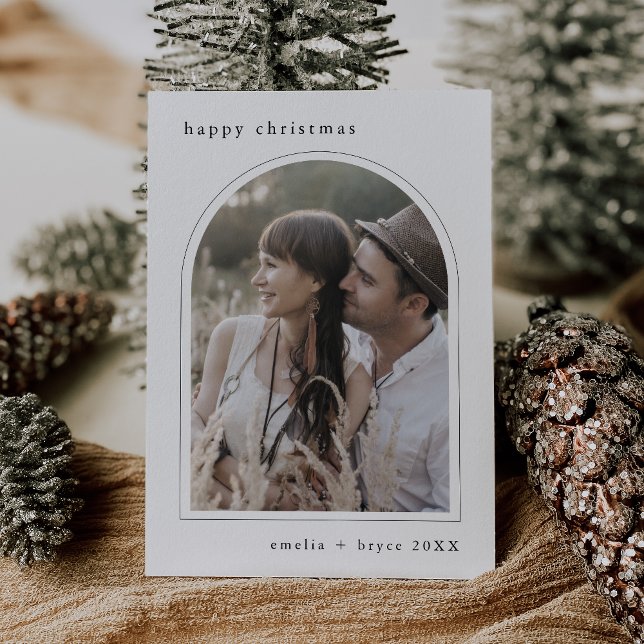 EMELIA Black Cute Family Photo Lycklig jul Julkort (EMELIA Black Cute Family Photo Happy Christmas Holiday Card)