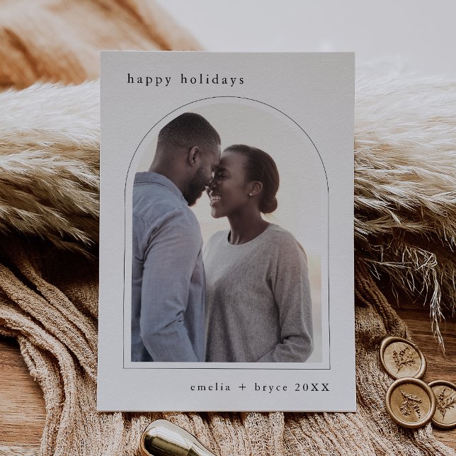 EMELIA Black Glad helg Cute Family Photo Julkort (EMELIA Black Happy Holidays Cute Family Photo Holiday Card)