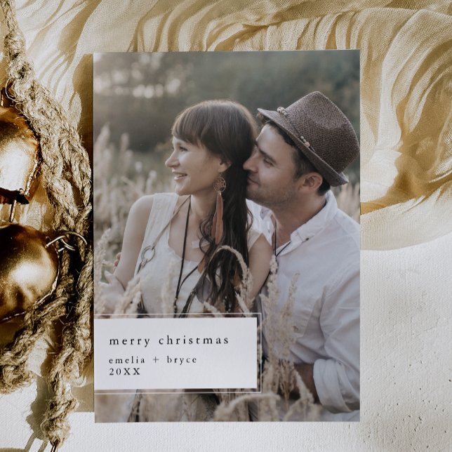 EMELIA Black Printable Cute Unik fotojul Julkort (EMELIA Black Printable Cute Unique Photo Christmas Holiday Card)
