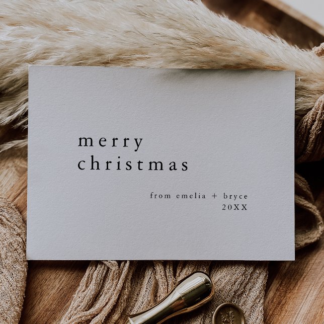 EMELIA Black Simple Modern Family God jul Julkort (EMELIA Black Simple Modern Family Merry Christmas Holiday Card)