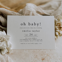 EMELIA Black White Boho Simple Oh Baby Baby Shower Inbjudningar