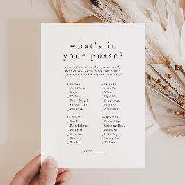 EMELIA Boho Simple What's in your Purse Game Card Inbjudningar