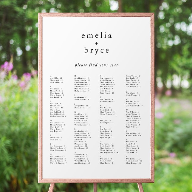 EMELIA Boho Unik mall för sätesdiagram för Bröllop Poster (EMELIA Boho Unique Wedding Seating Chart Template)