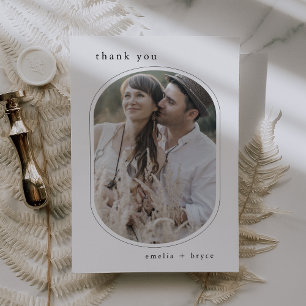 EMELIA Flat Boho-minimalistiskt unikt foto Bröllop Tack Kort