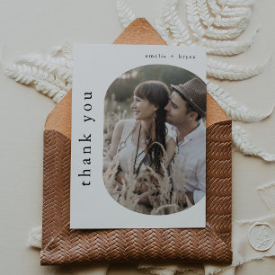 EMELIA Flat Modern Boho Minimalist Photo Bröllop Tack Kort